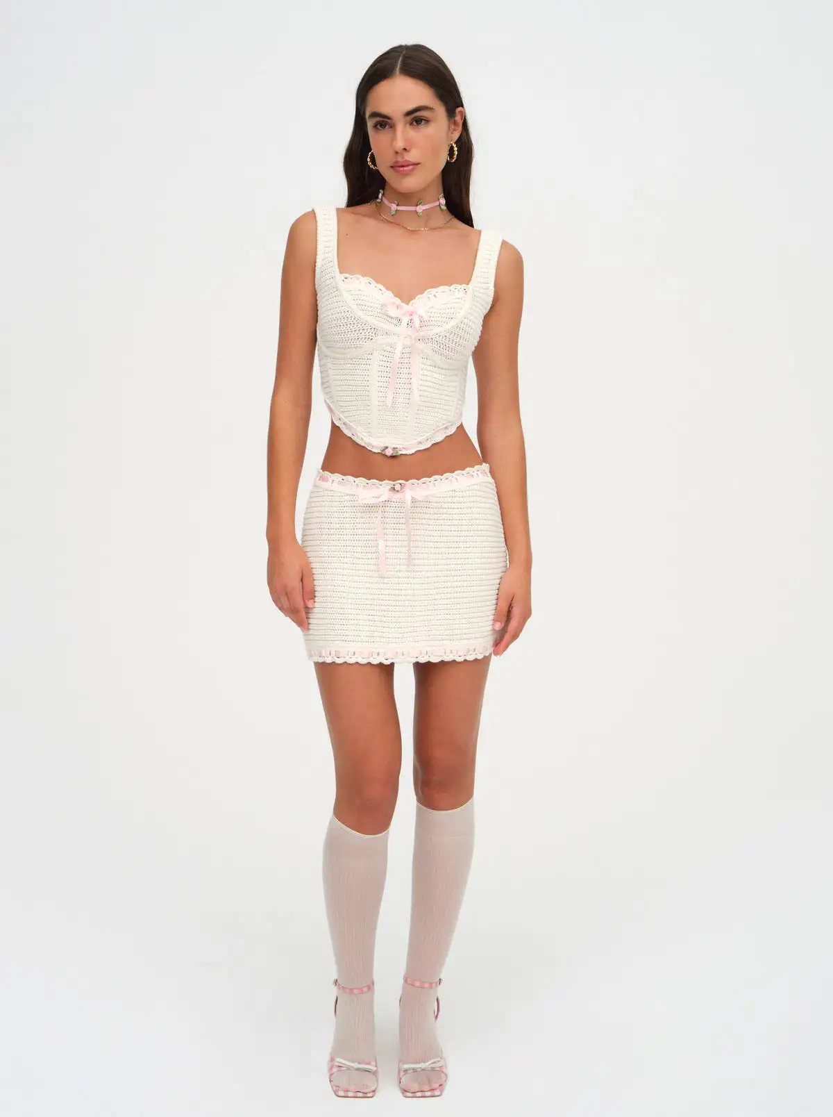 Olina Crochet Top in Cream