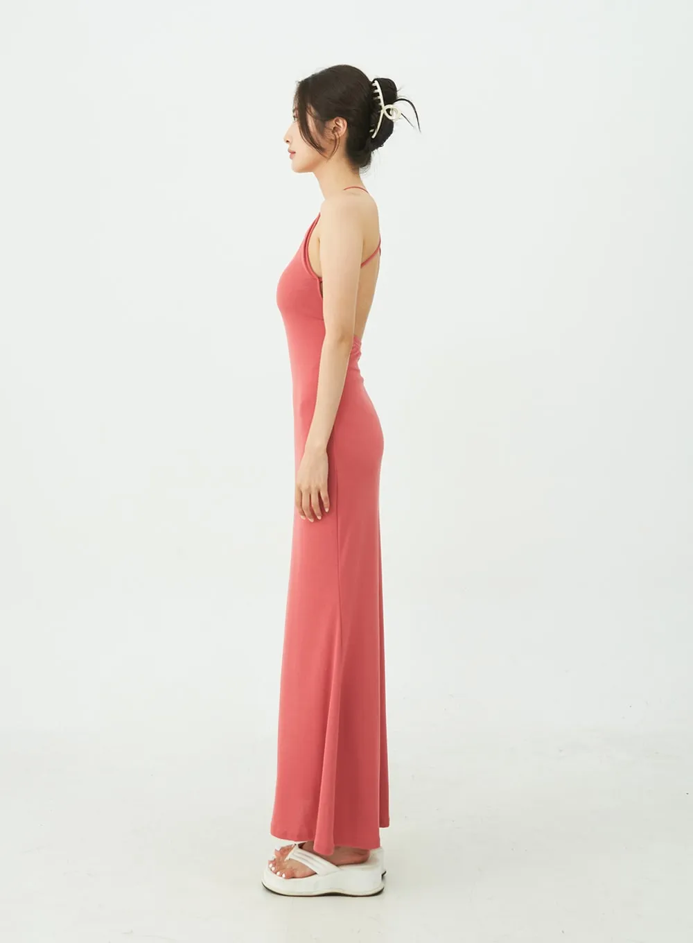 Open Back Cross Strap Maxi Dress IU11