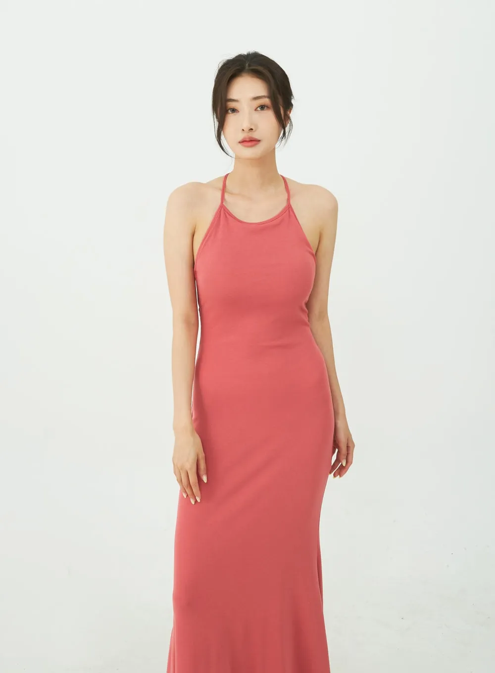 Open Back Cross Strap Maxi Dress IU11