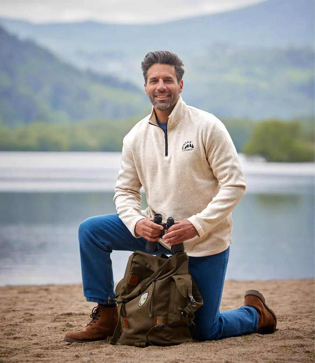 Pack of 2 Men's Mottled Sweatshirts - Navy Ecru  