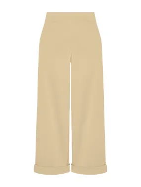 Pantalone ampio alla caviglia con tasche in Satin Power - Irish Cream