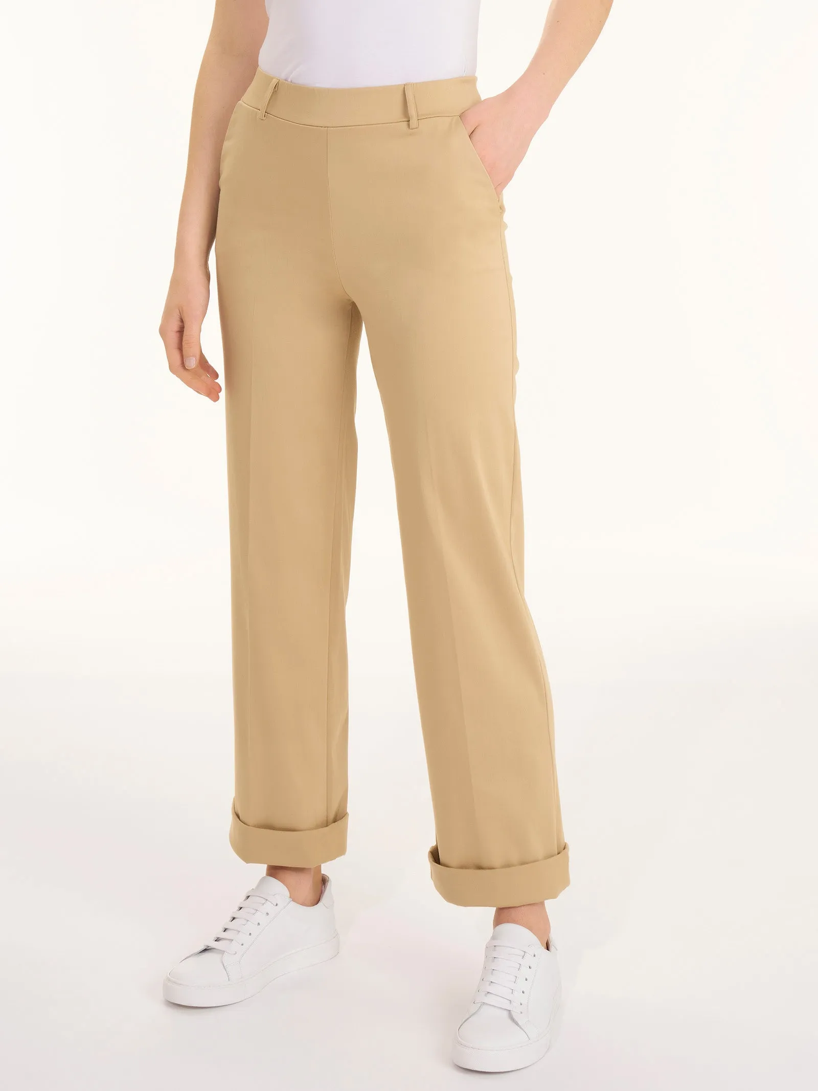 Pantalone dritto con tasche in Satin Power - Irish Cream