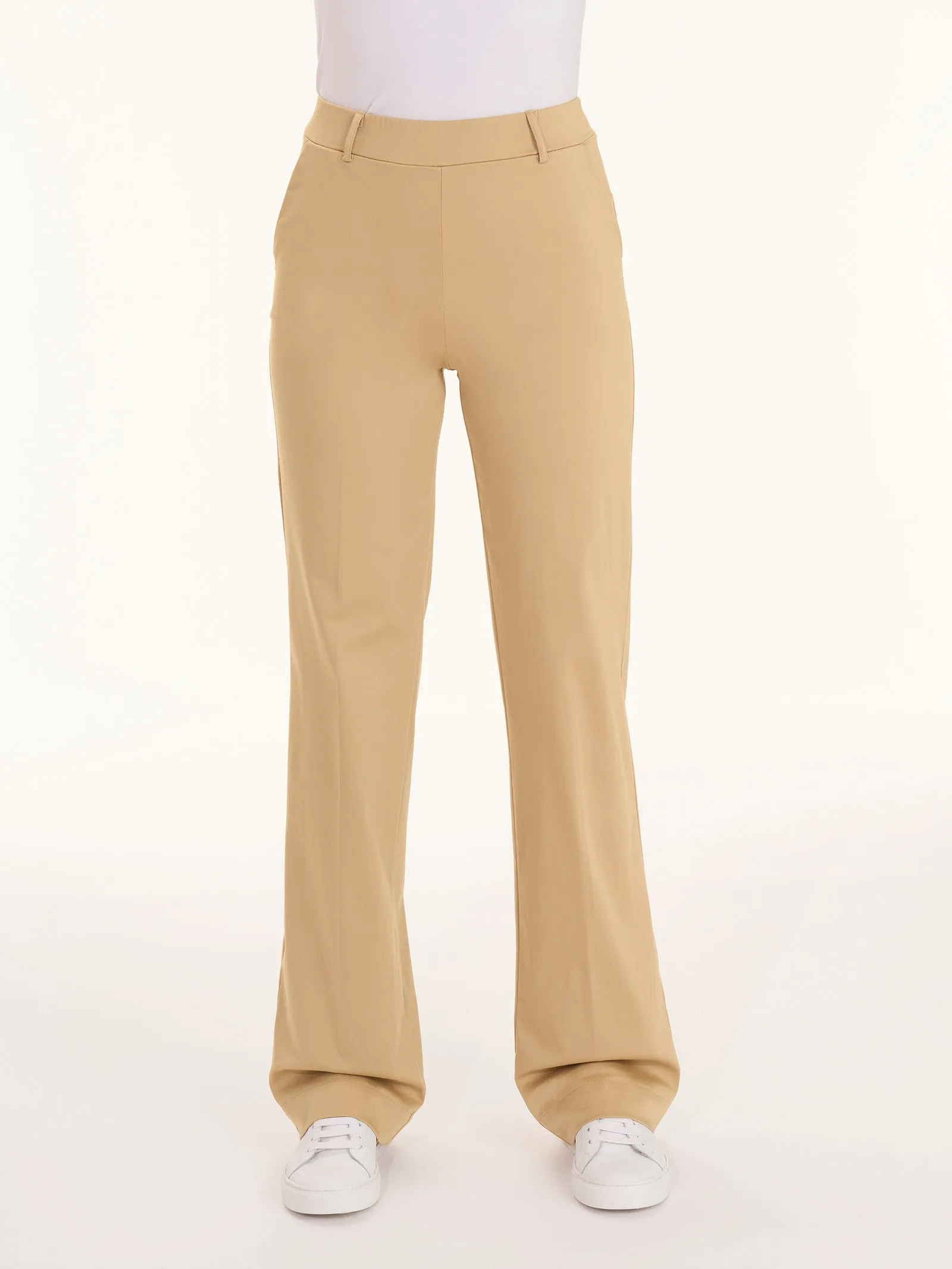 Pantalone dritto con tasche in Satin Power - Irish Cream