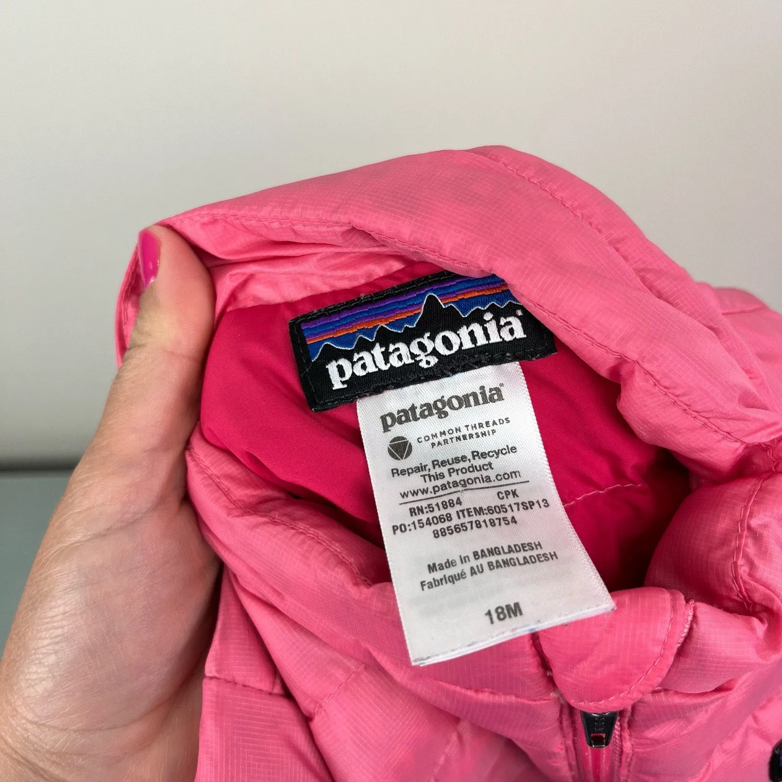 Patagonia Baby Down Sweater Coat Pink 18 Months