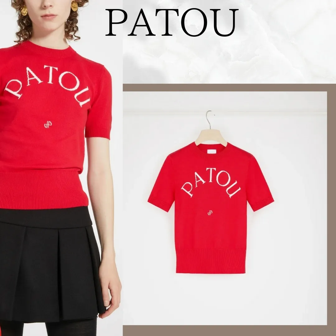 PATOU  |Cotton Short Sleeves Logo V-neck & Crew neck