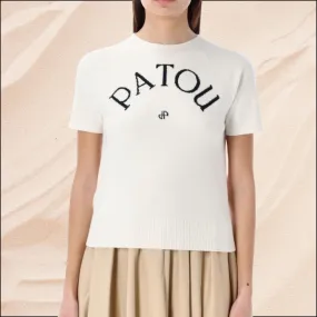 PATOU  |Plain Cotton Short Sleeves Logo V-neck & Crew neck