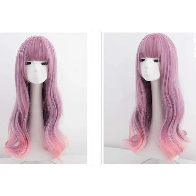 Pink Purple Mixed Color Long Curly Wig MK16263