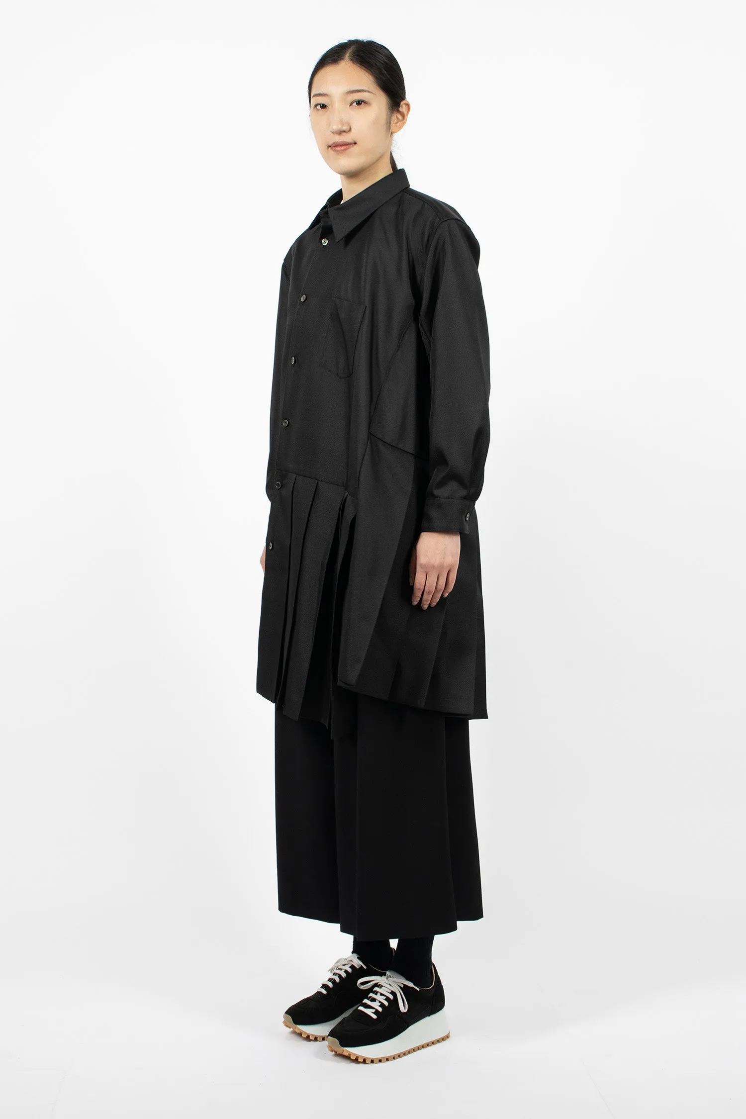 Pleated Asymmetric Dress Black