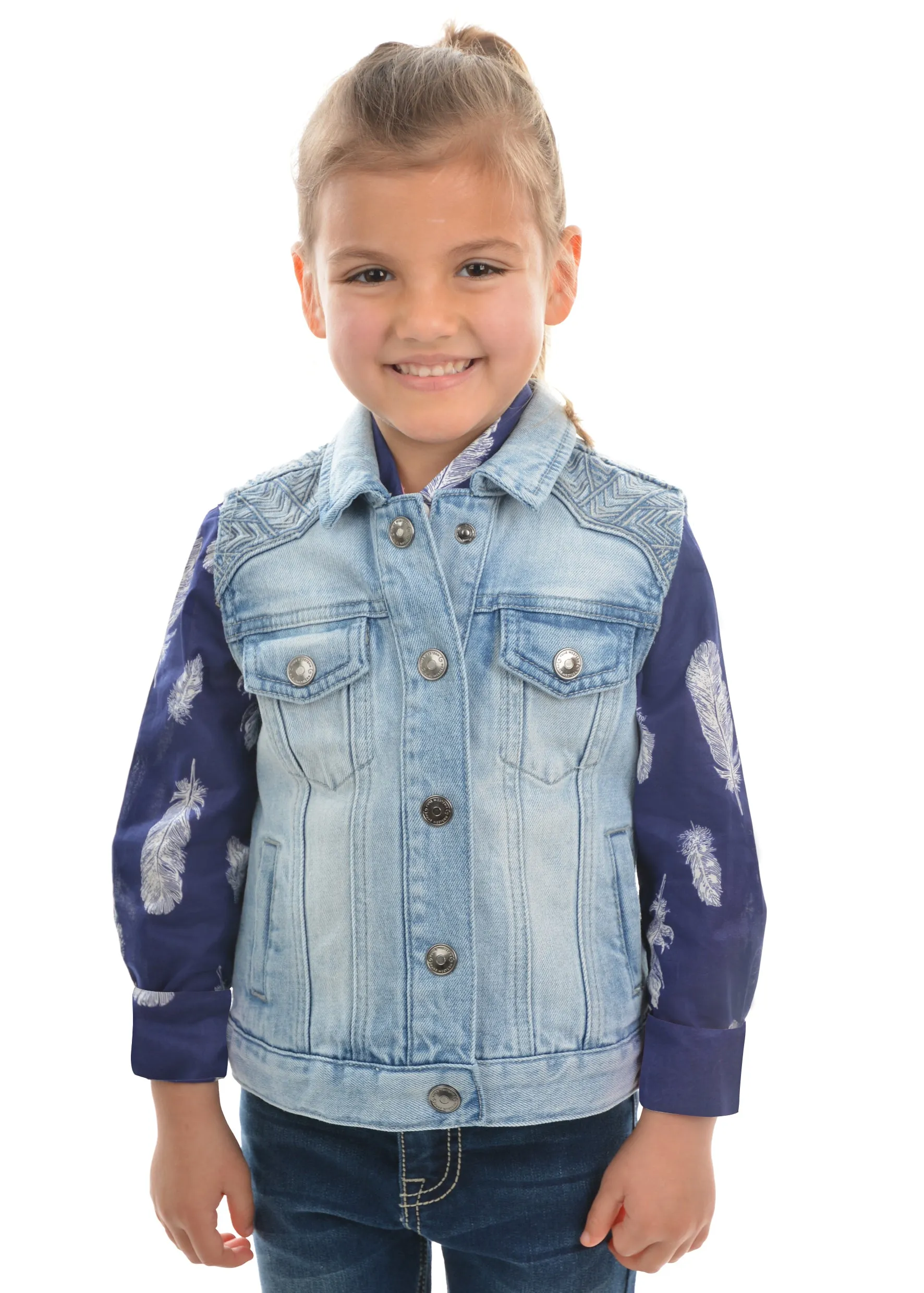 Pure Western Girls Valerie Denim Vest - Light Denim - On Sale