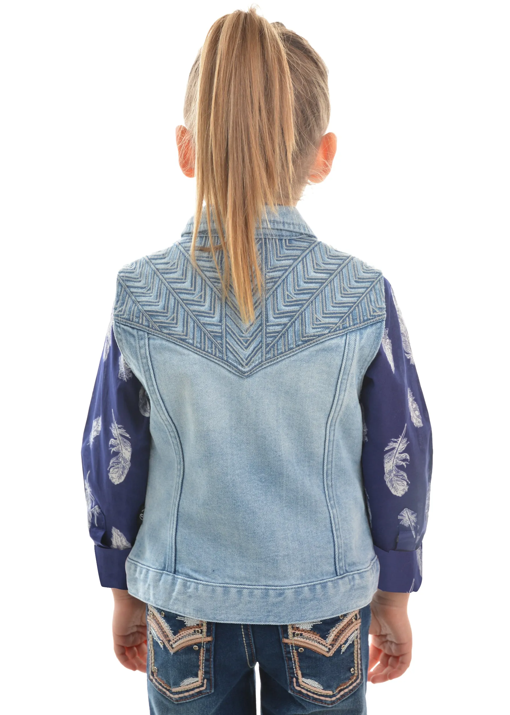 Pure Western Girls Valerie Denim Vest - Light Denim - On Sale