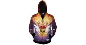 Purple Crown King Skull Long Sleeves Mens Jacket Winter Hooded Hoodies