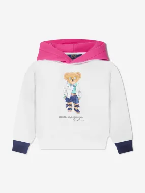 Ralph Lauren Girls Bear Hoodie in White