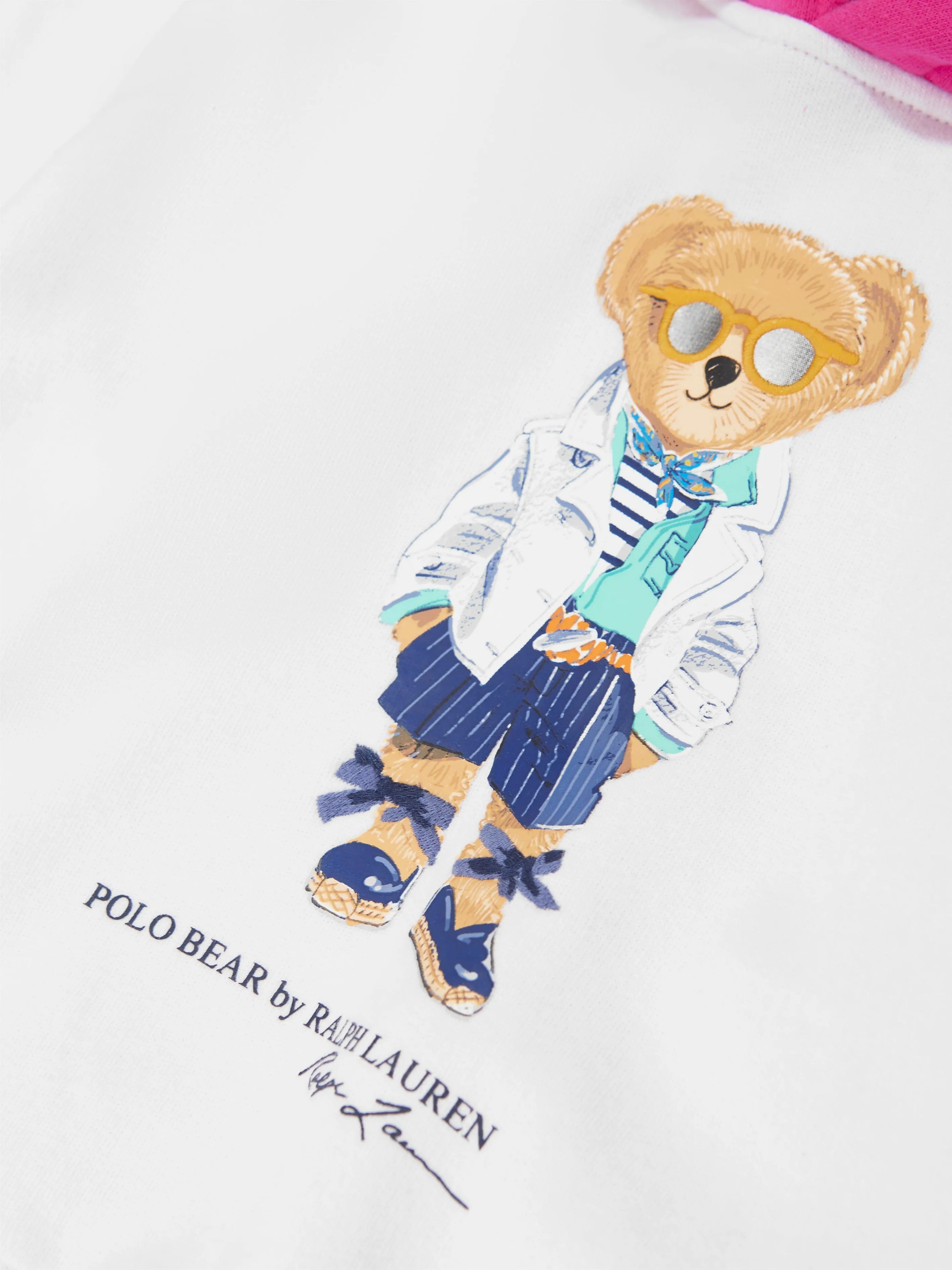 Ralph Lauren Girls Bear Hoodie in White