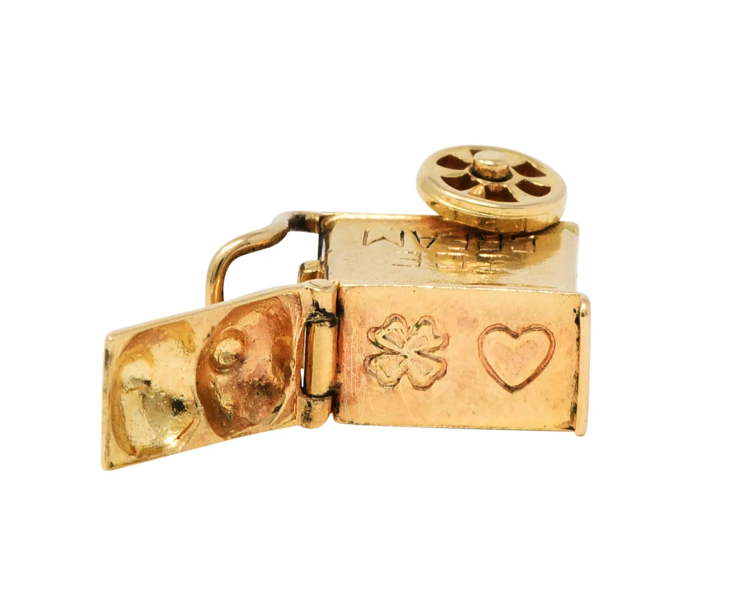 Retro 14 Karat Gold Lucky In Love Ice Cream Cart Charm