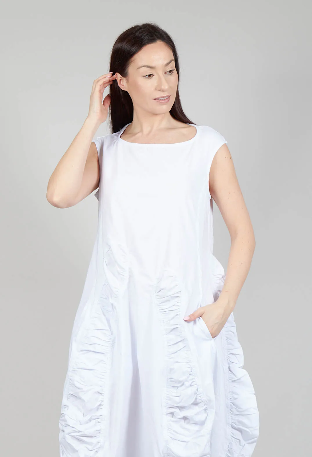 Ruched Dress in White