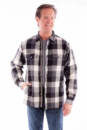 Scully Mens Basketweave Buffalo Check Black Cream 100% Cotton Cotton Jacket