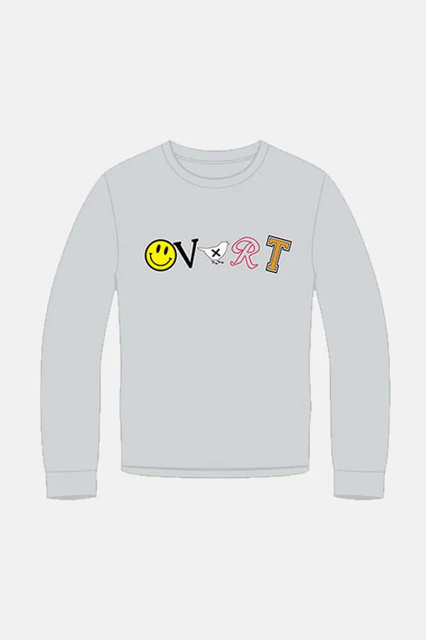 Streetwear Letters Crewneck Sweater - Grey