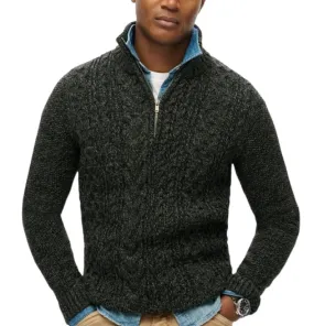 Superdry Jacob Half Zip Knitted Jumper Black Twist