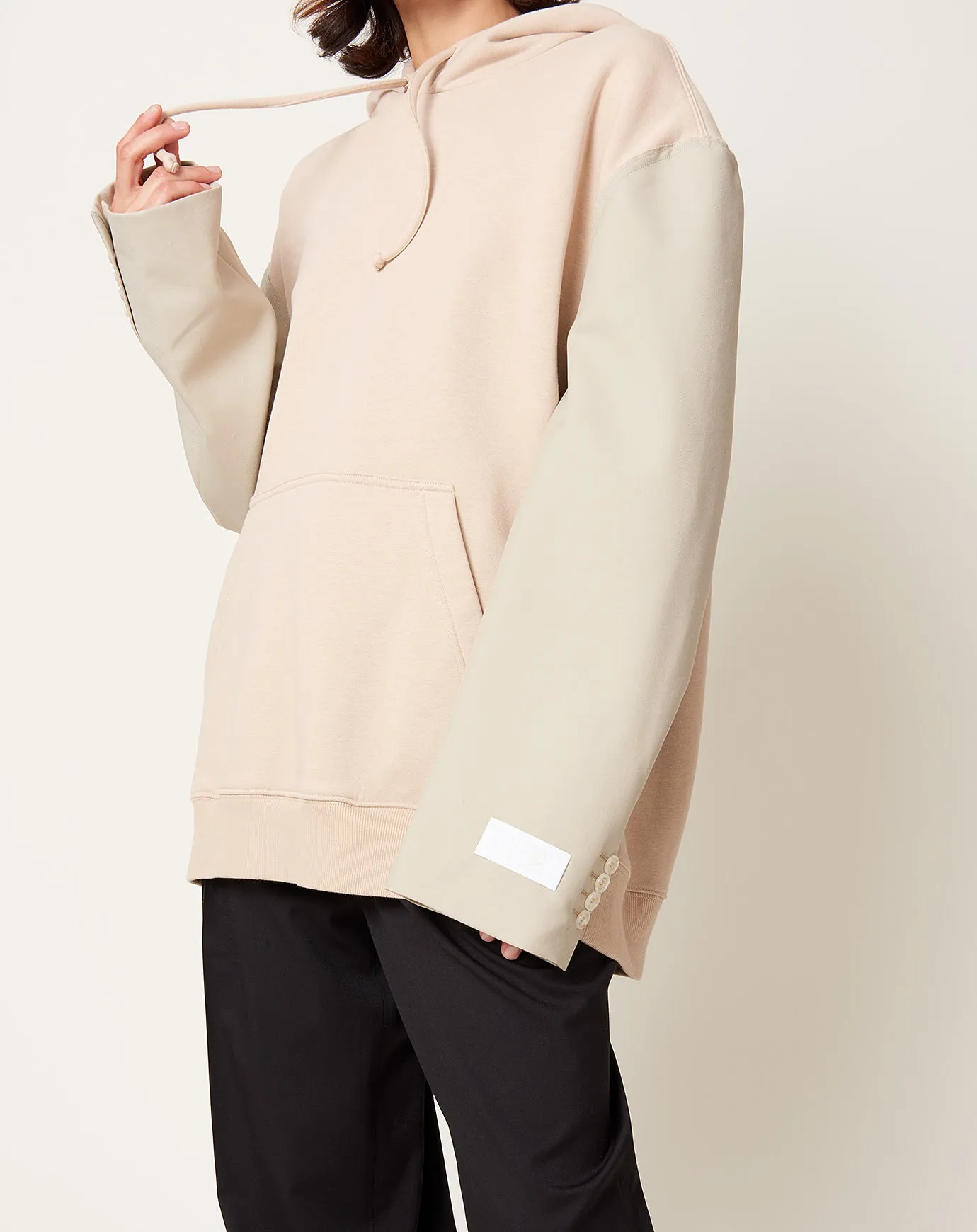 Sweatshirt with Suit Sleeves in Beige and Stone