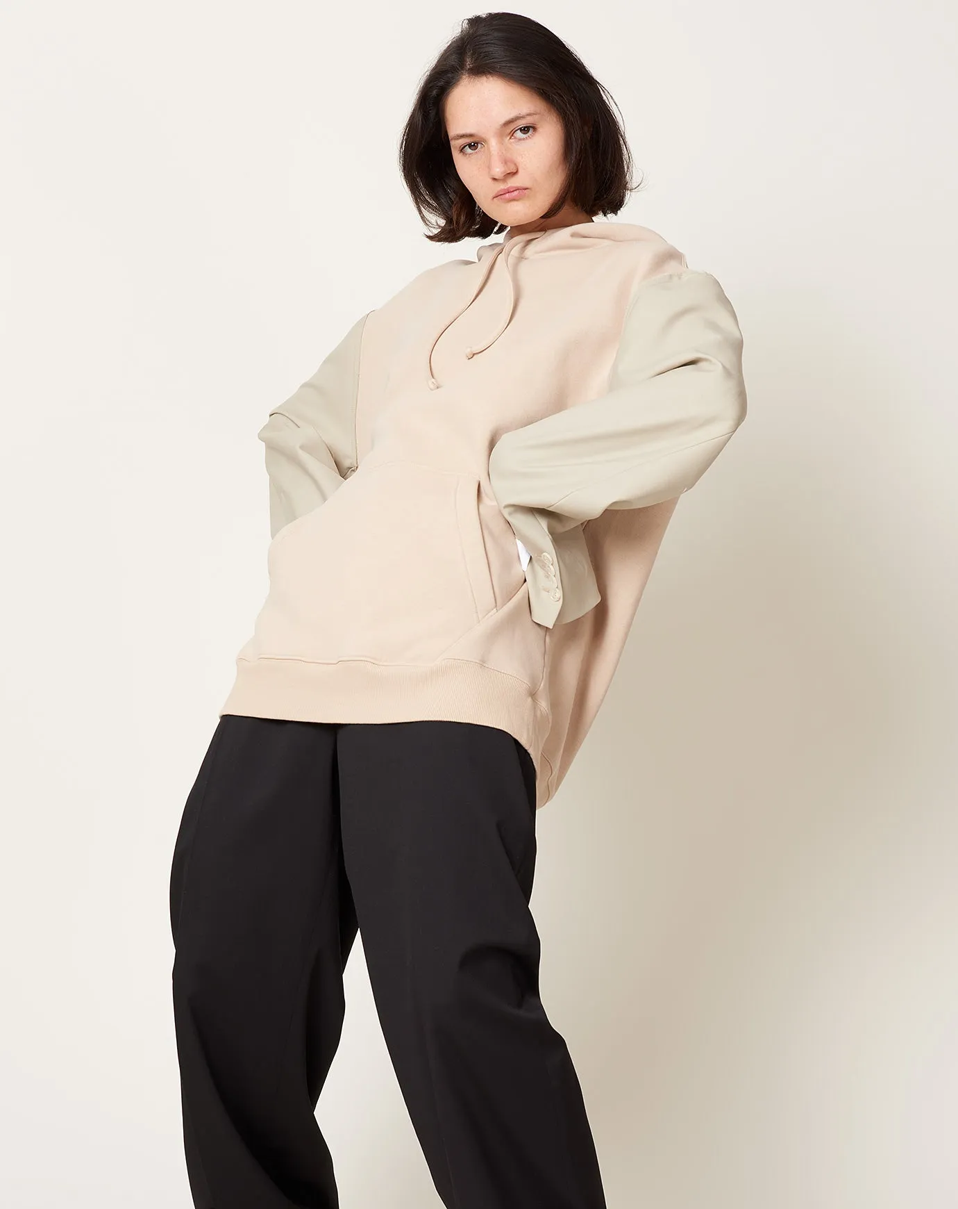 Sweatshirt with Suit Sleeves in Beige and Stone