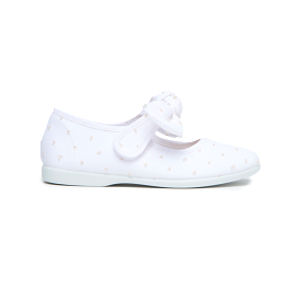 Swiss-dot Bow Mary Janes in White