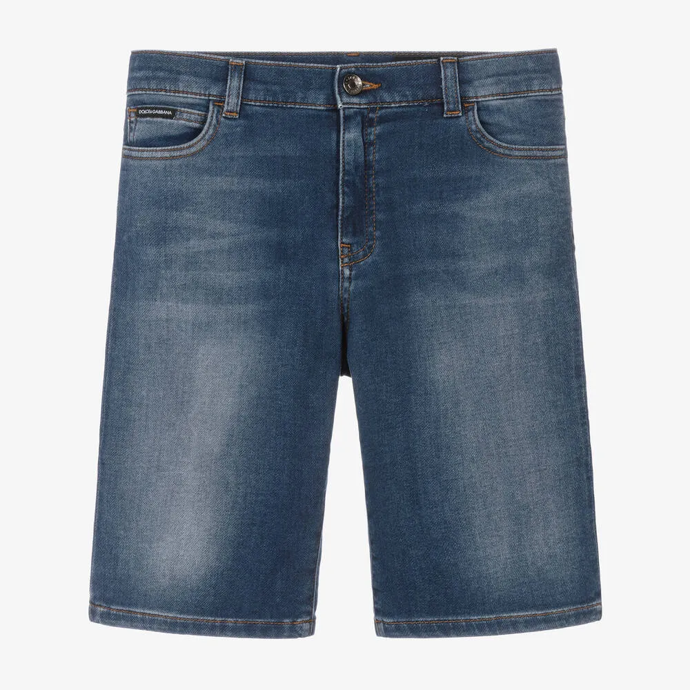 Teen Boys Blue Cotton Denim Shorts