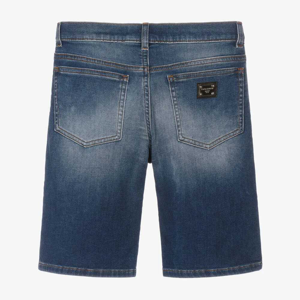 Teen Boys Blue Cotton Denim Shorts