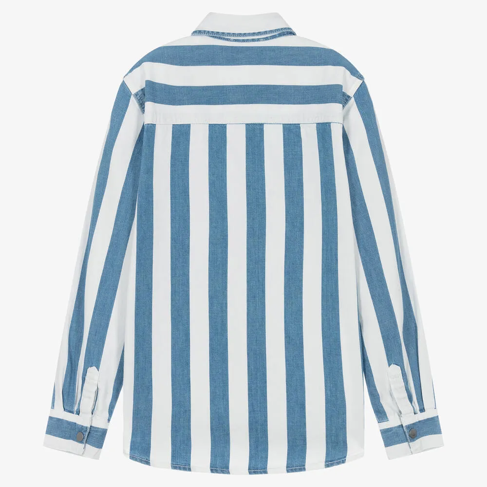 Teen Boys Blue Striped Denim Shirt