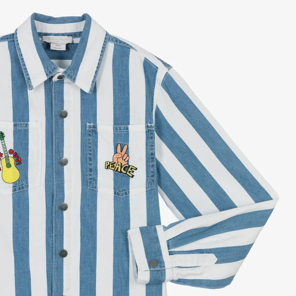 Teen Boys Blue Striped Denim Shirt