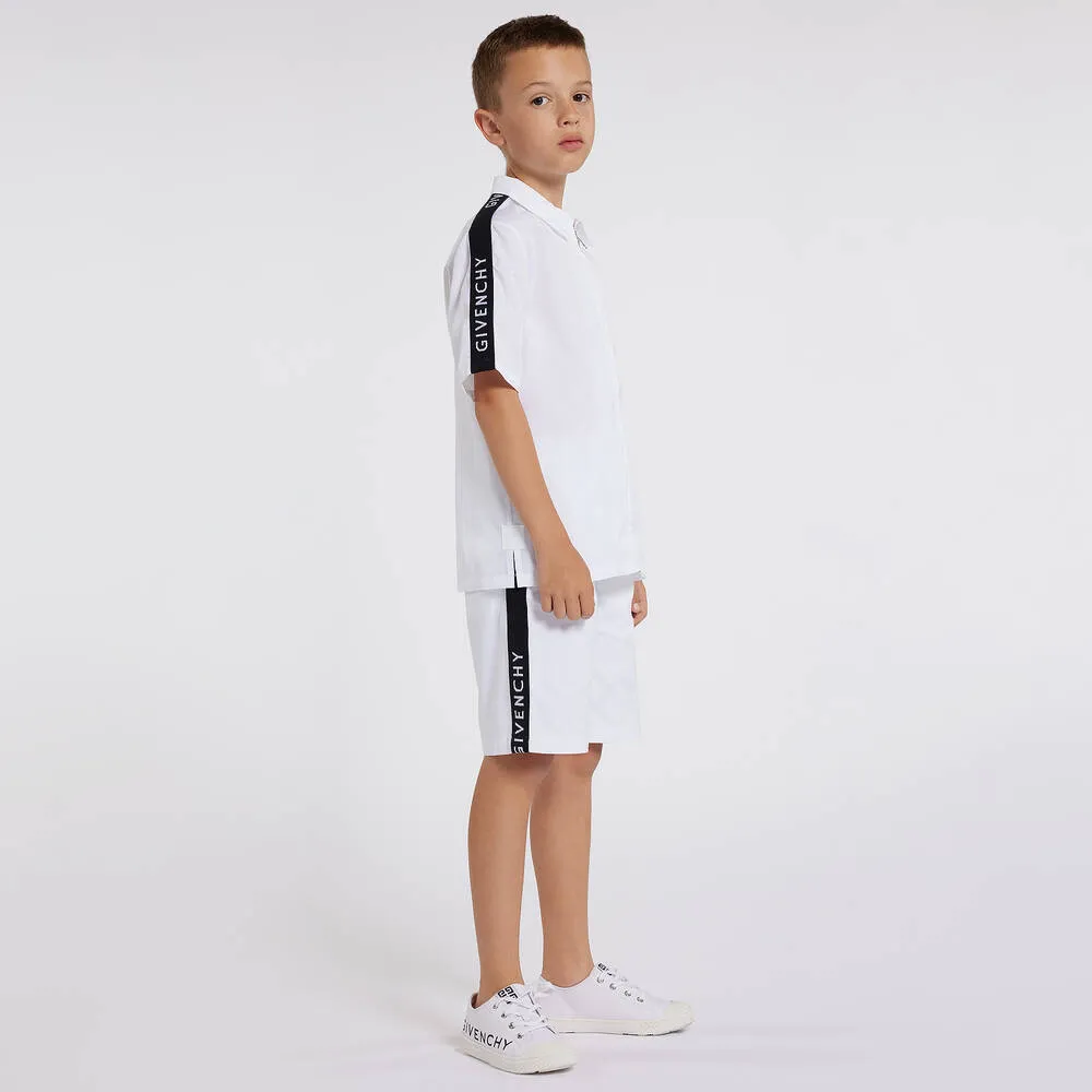 Teen Boys White Cotton Twill Shorts