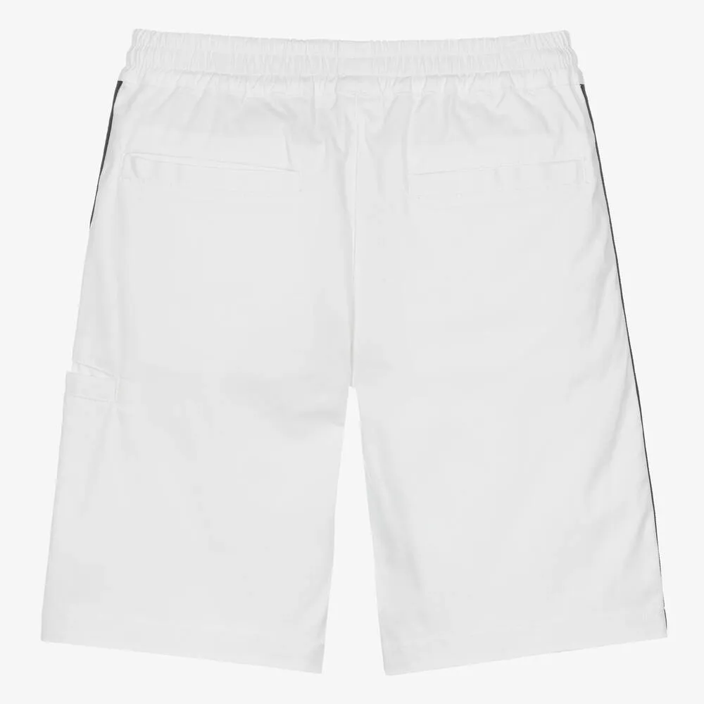 Teen Boys White Cotton Twill Shorts