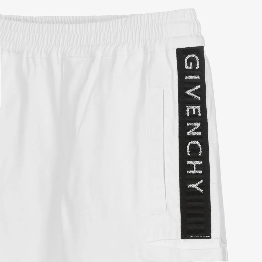 Teen Boys White Cotton Twill Shorts