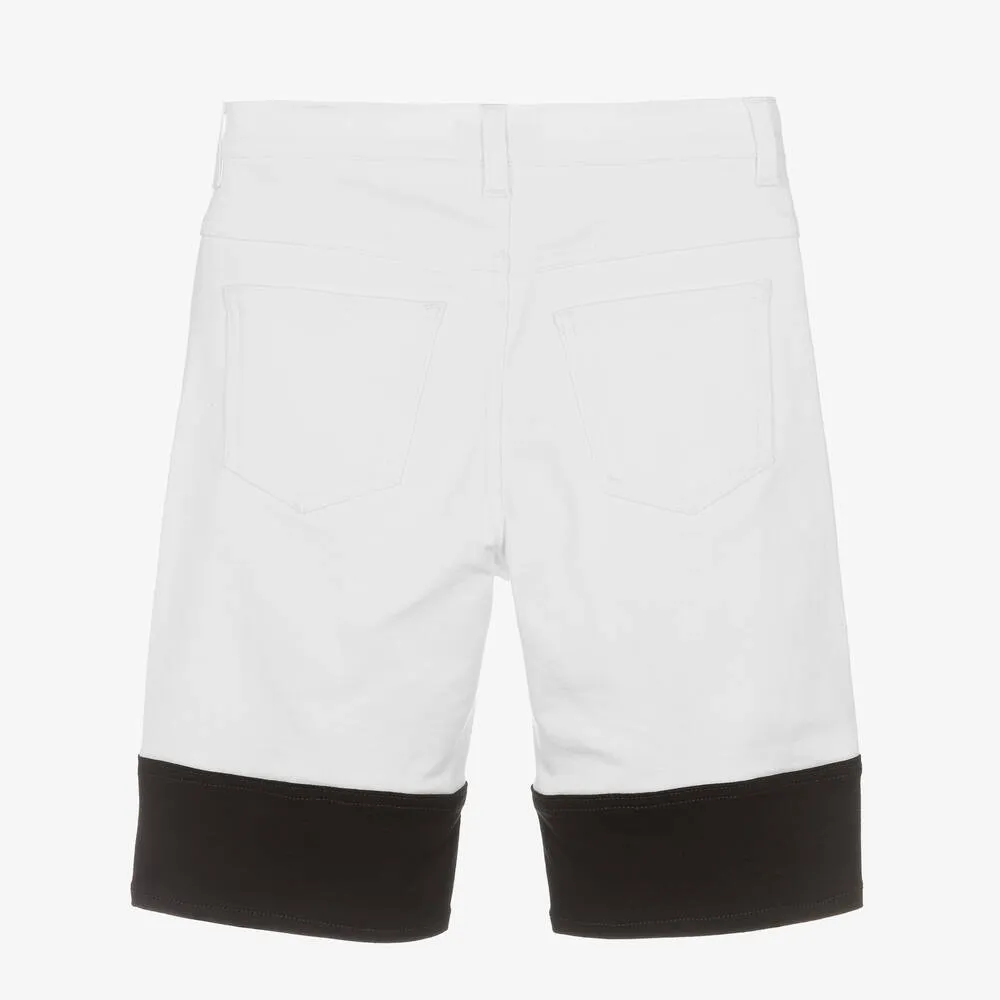 Teen Boys White Stretch Denim Shorts