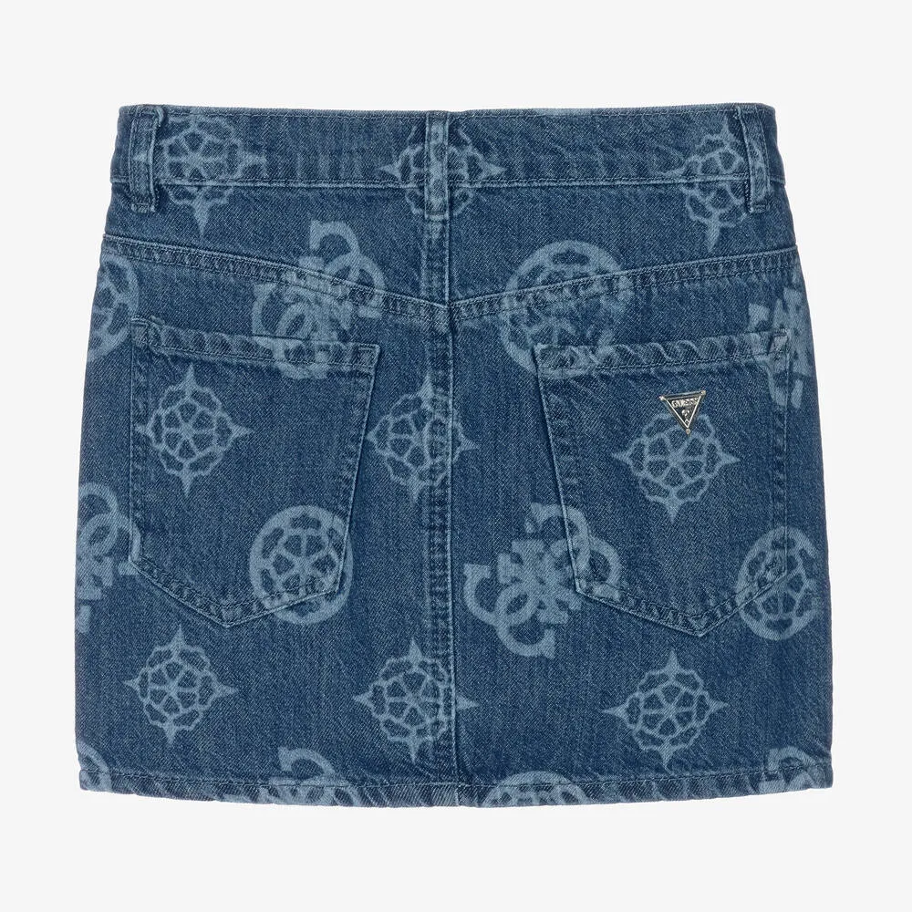 Teen Girls Blue 4g Peony Denim Skirt