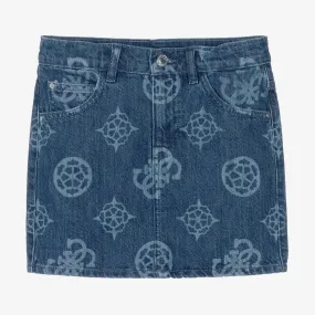 Teen Girls Blue 4g Peony Denim Skirt