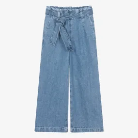 Teen Girls Mid-Blue Denim Wide Leg Jeans