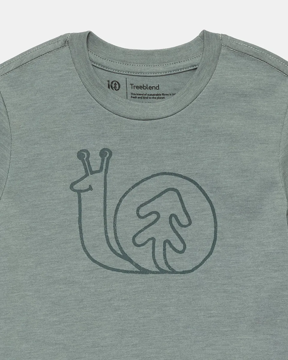 Tentree Kids Snail Ten T-shirt In Eucalyptus Heather/Darkest Spruce