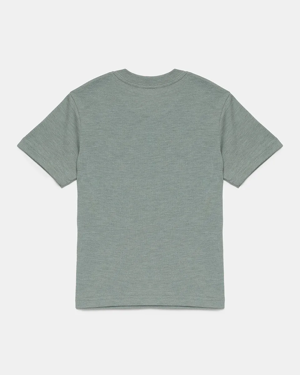 Tentree Kids Snail Ten T-shirt In Eucalyptus Heather/Darkest Spruce