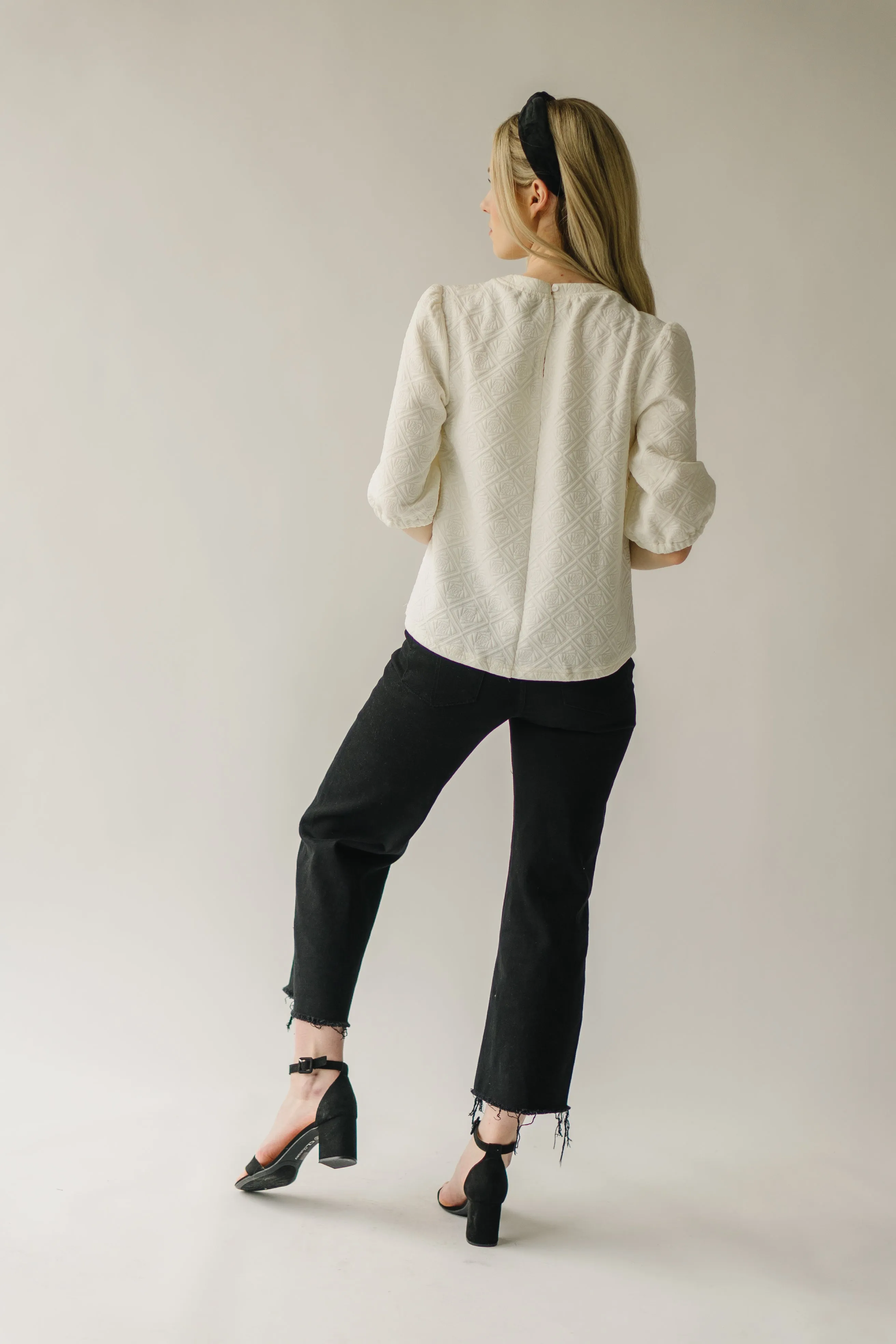 The Brevard Textured Blouse in Cream