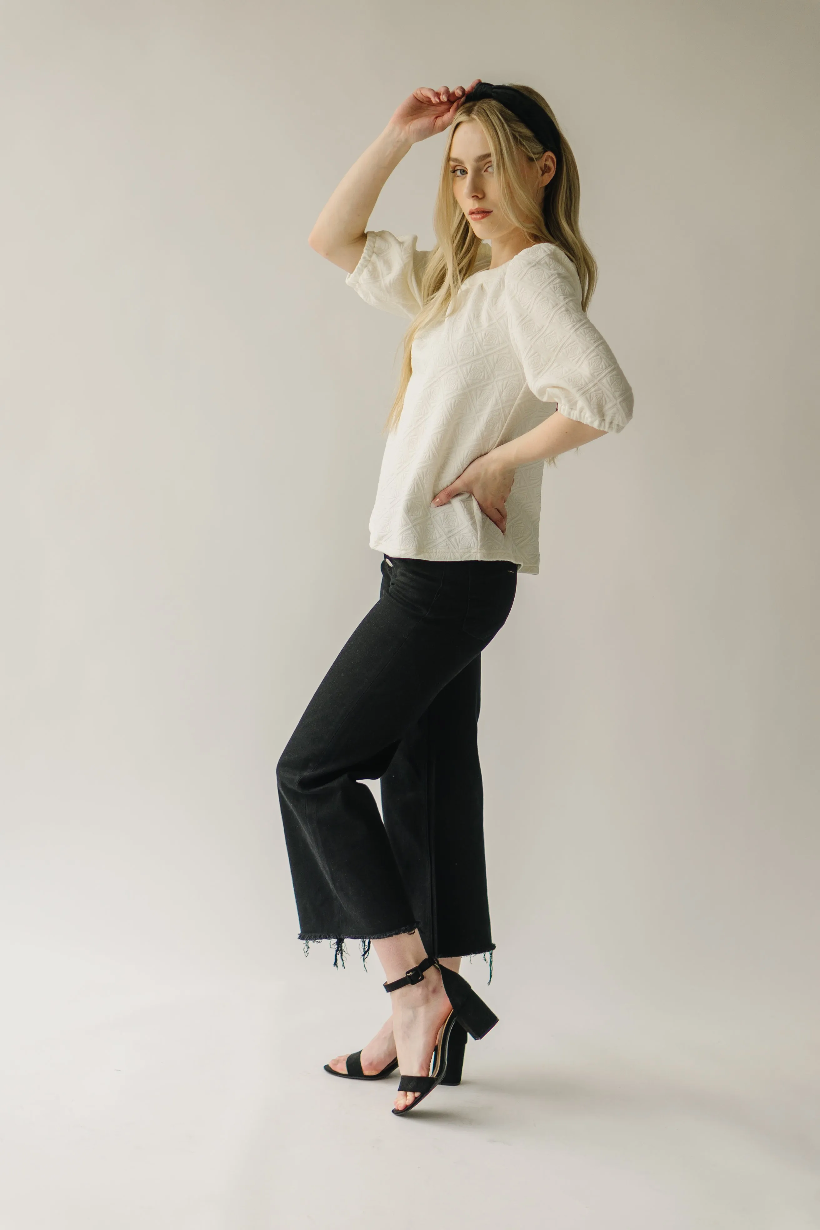 The Brevard Textured Blouse in Cream