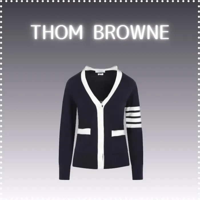 THOM BROWNE  |Street Style Cotton V-neck & Crew neck