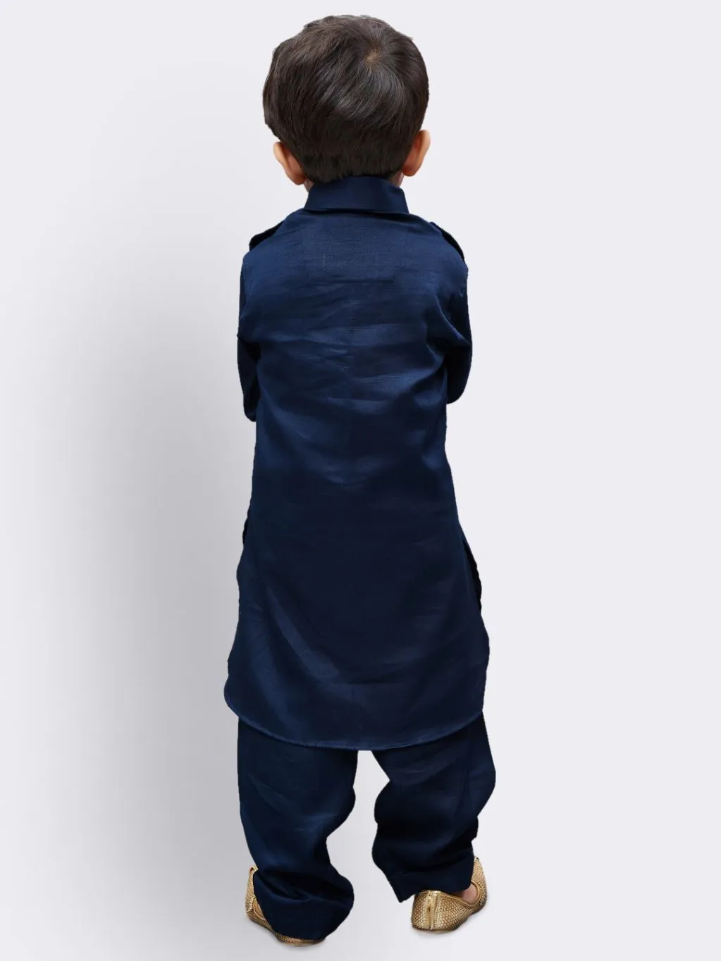 VASTRAMAY Boys' Blue Cotton Pathani