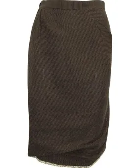 Vivienne Westwood Microprint Midi Pencil Skirt in Brown Cotton Linen