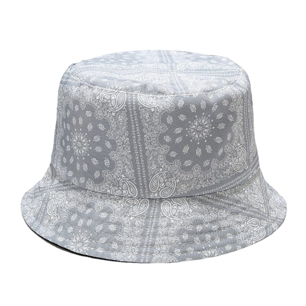 Women Double-Sided Summer UV Protection Cashew Flower Pattern Embroidery Casual Stylish Sun Hat Bucket Hat