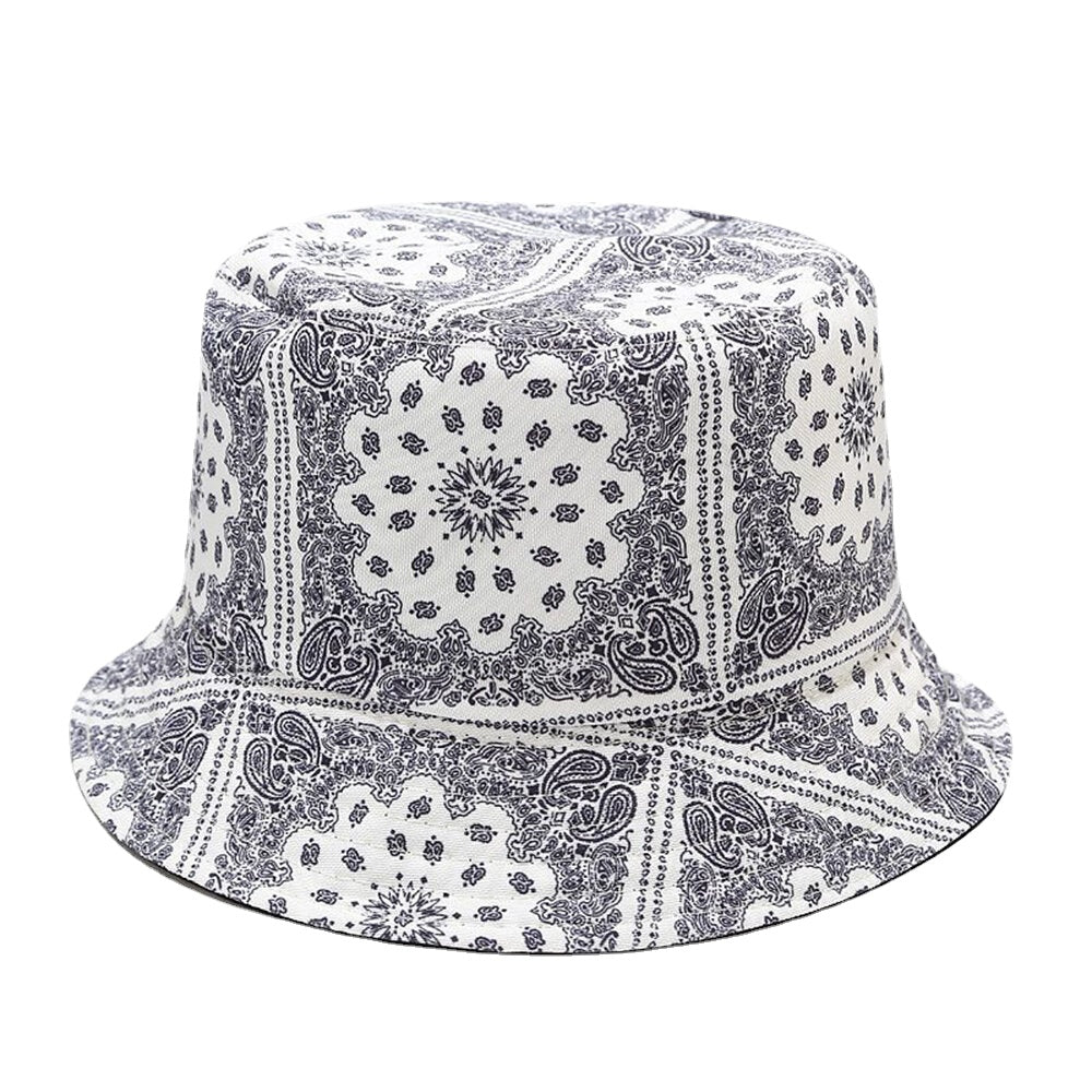 Women Double-Sided Summer UV Protection Cashew Flower Pattern Embroidery Casual Stylish Sun Hat Bucket Hat