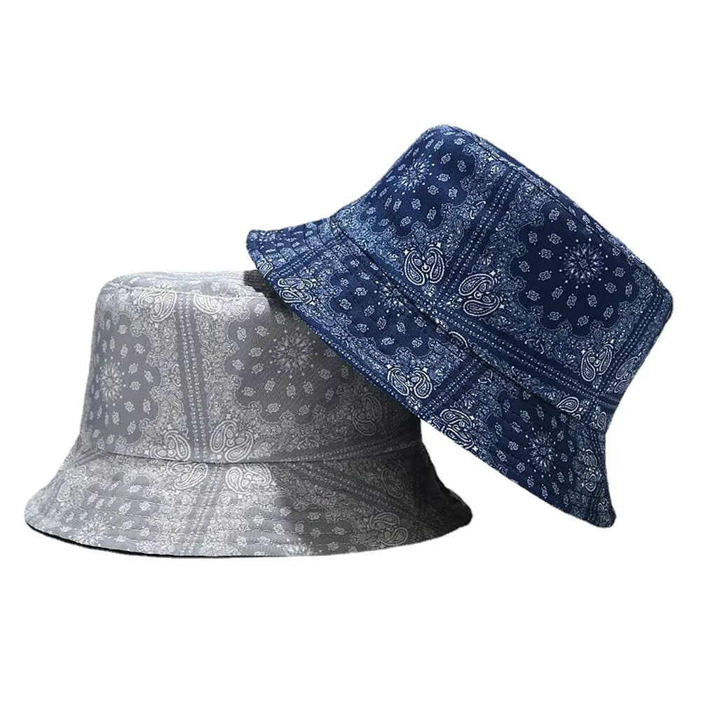 Women Double-Sided Summer UV Protection Cashew Flower Pattern Embroidery Casual Stylish Sun Hat Bucket Hat