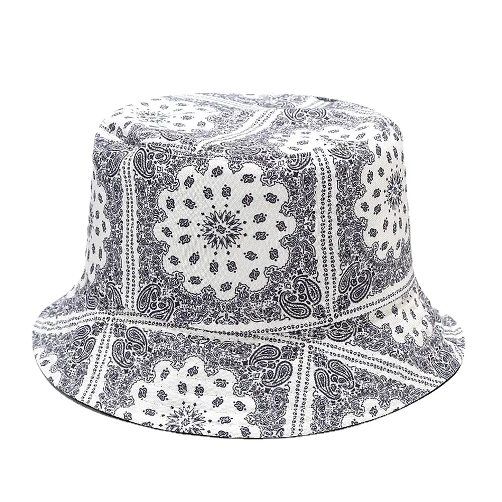 Women Double-Sided Summer UV Protection Cashew Flower Pattern Embroidery Casual Stylish Sun Hat Bucket Hat