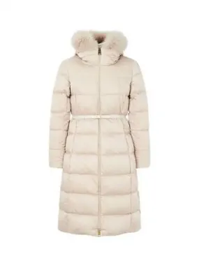 Women s fur trimming hooded goose down padded coat natural 270790