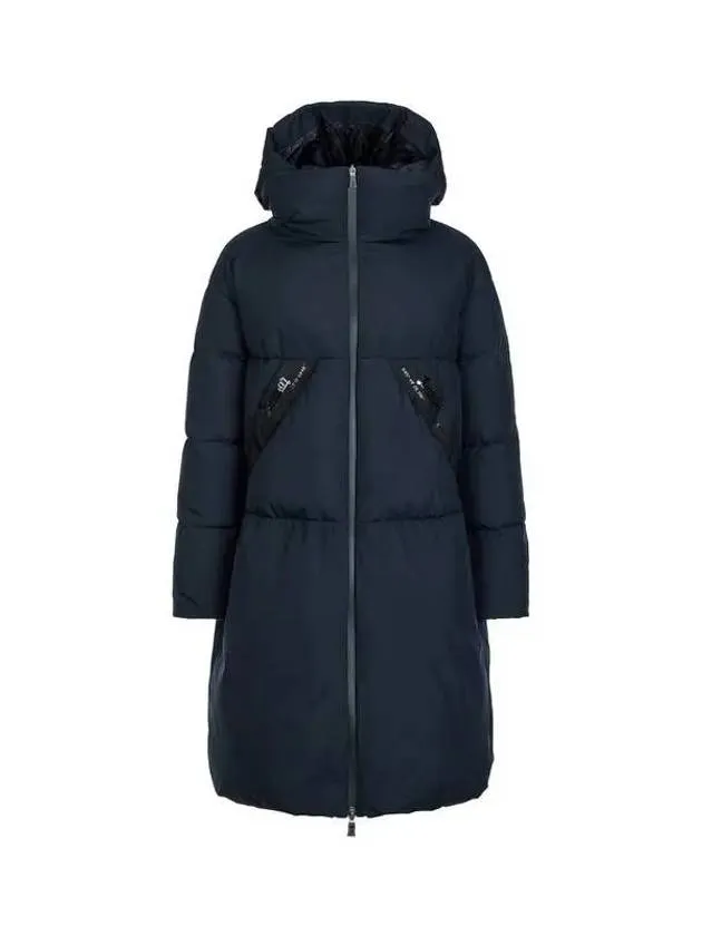 Women s logo trimming high neck goose down padded coat dark navy 270799