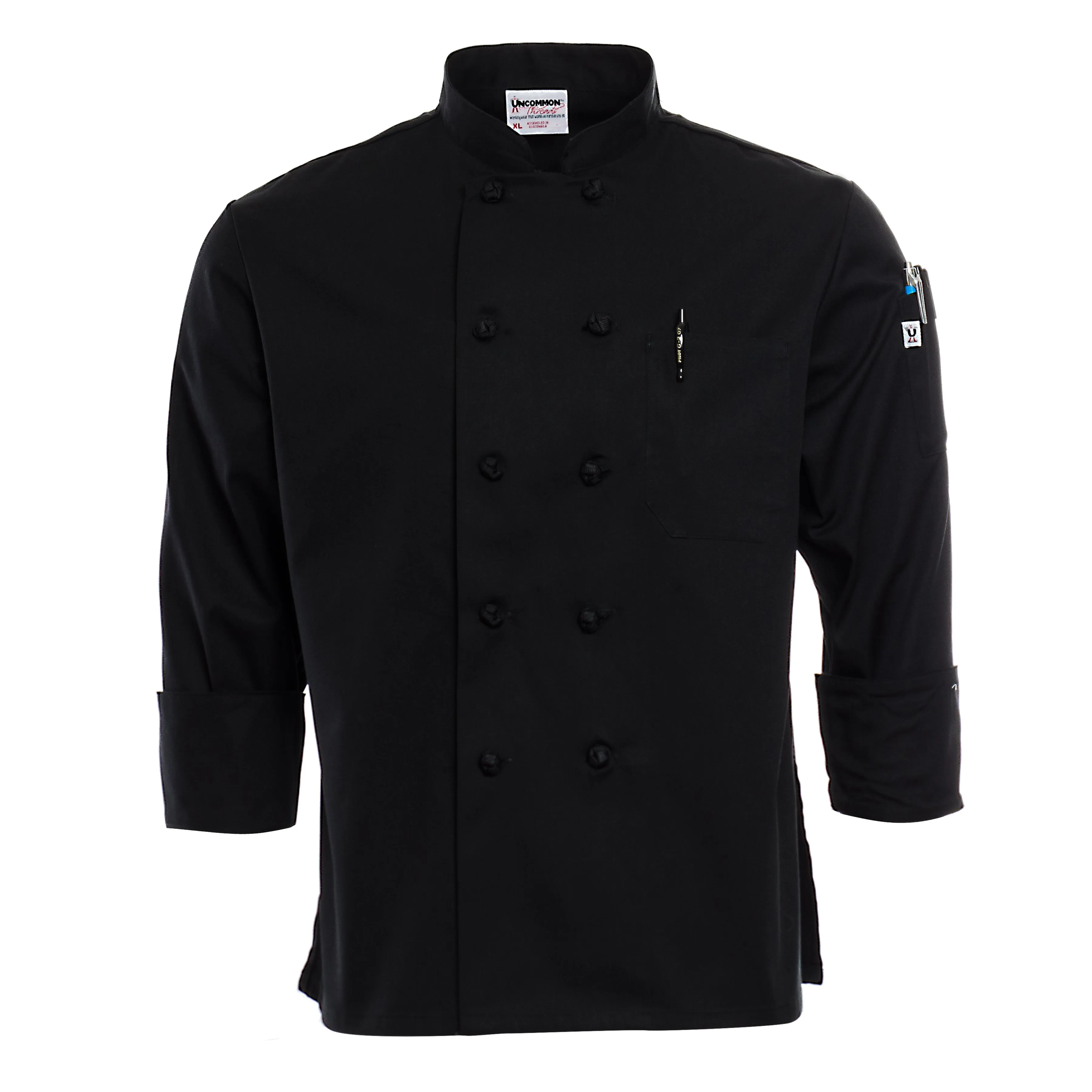 Women's Black Knot-Button Chef Coat 5700W